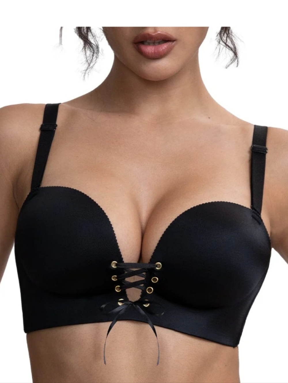 Black Add Two Cup Size Push Up Bra